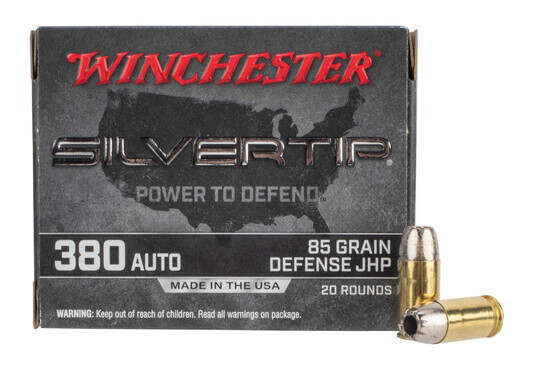 Winchester Silvertip 85gr .380 ACP Defensive pistol ammo, Box of 20